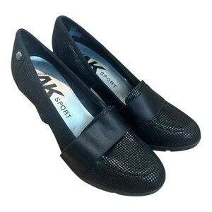 Anne Klein Sport Black Textured Loafers